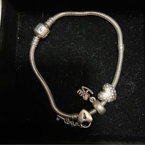 Pandora bracelet + 3 charms
